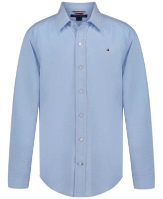 Детская хлопковая рубашка Tommy Hilfiger Oxford, длинный рукав