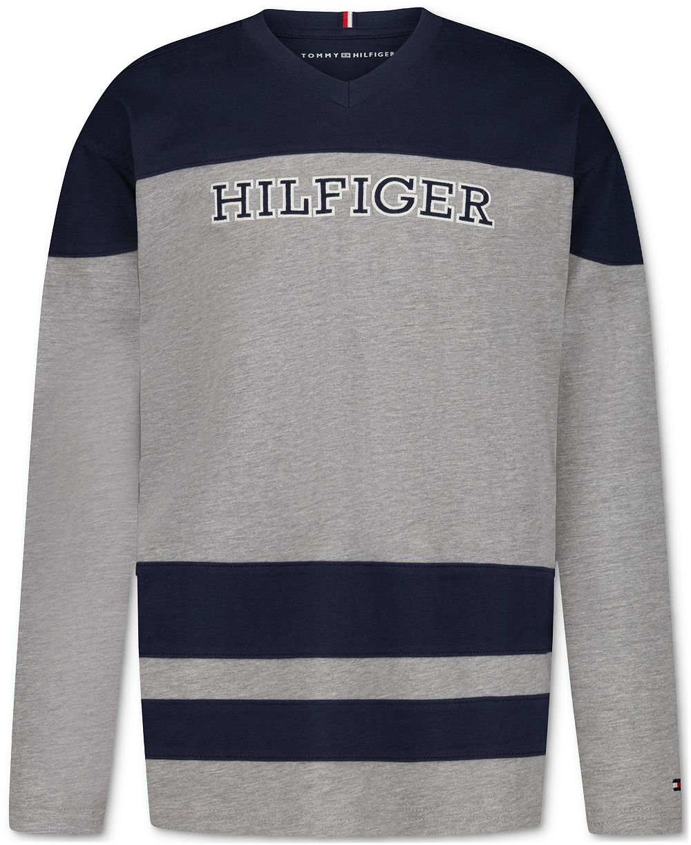 Tommy Hilfiger Boys' 8-20 Hockey-Inspired Long-Sleeve V-Neck T-Shirt