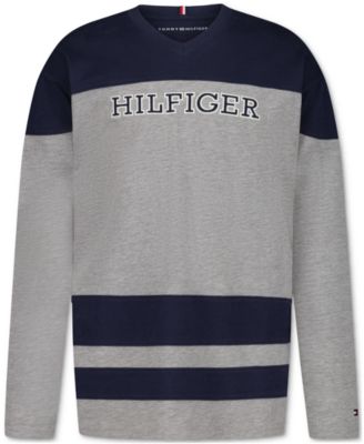 Tommy Hilfiger Boys' 8-20 Hockey-Inspired Long-Sleeve V-Neck T-Shirt
