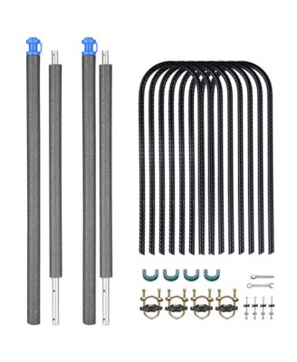 Yescom 2 Pack Trampoline Enclosure Poles w/ Caps and 8 Pack 11" U Shaped Ground Anchors Kit