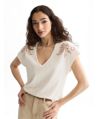Женская футболка SCOTCH & SODA Embroidered V-Neck
