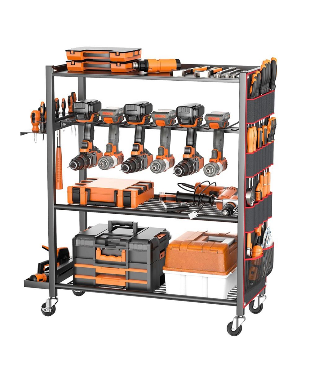XDOVET Rolling Power Tool Storage Cart Drill Organizer Rack Wheels