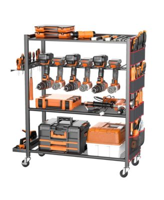 XDOVET Rolling Power Tool Storage Cart Drill Organizer Rack Wheels