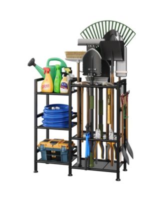 XDOVET Garden Tool Organizer 3 Tier Rack 35 Slots Heavy Duty Hooks Shed