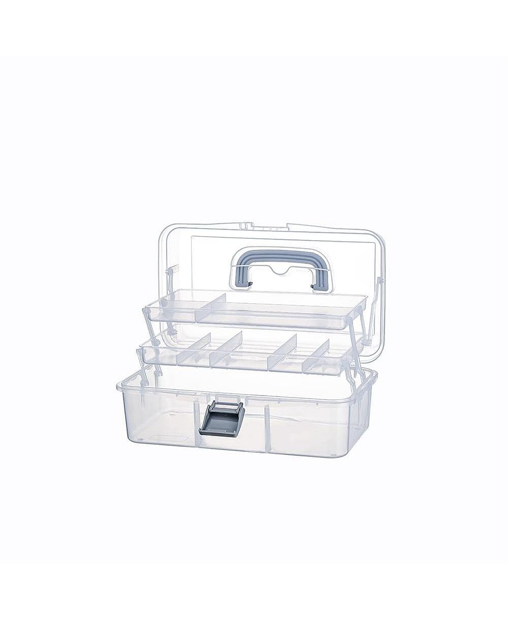 XDOVET 2-Tier Plastic Organizer Box with Handle