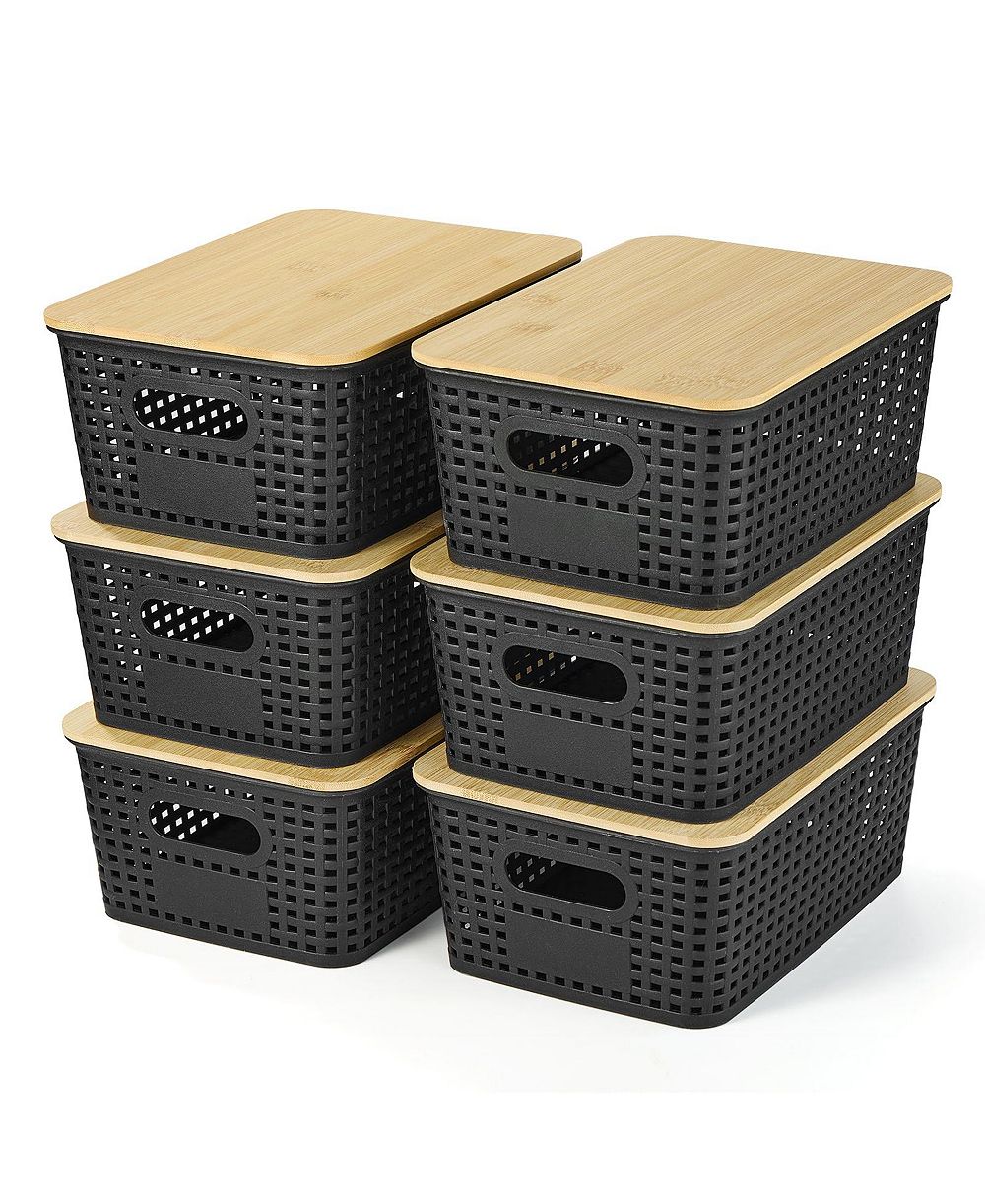 XDOVET Plastic Storage Bins With Lids Stackable Organizer Containers 6 Pack