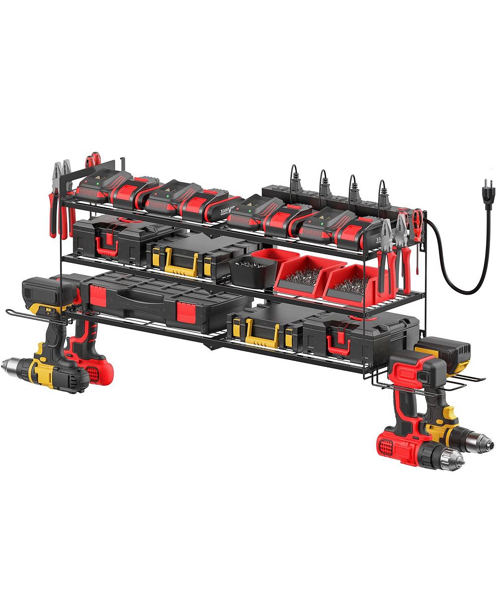 XDOVET Power Tool Organizer Wall Mount Rack 3 Layer Drill Holder