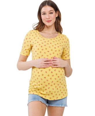 Свободная рубашка Hello Miz Maternity Floral Rib с коротким рукавом