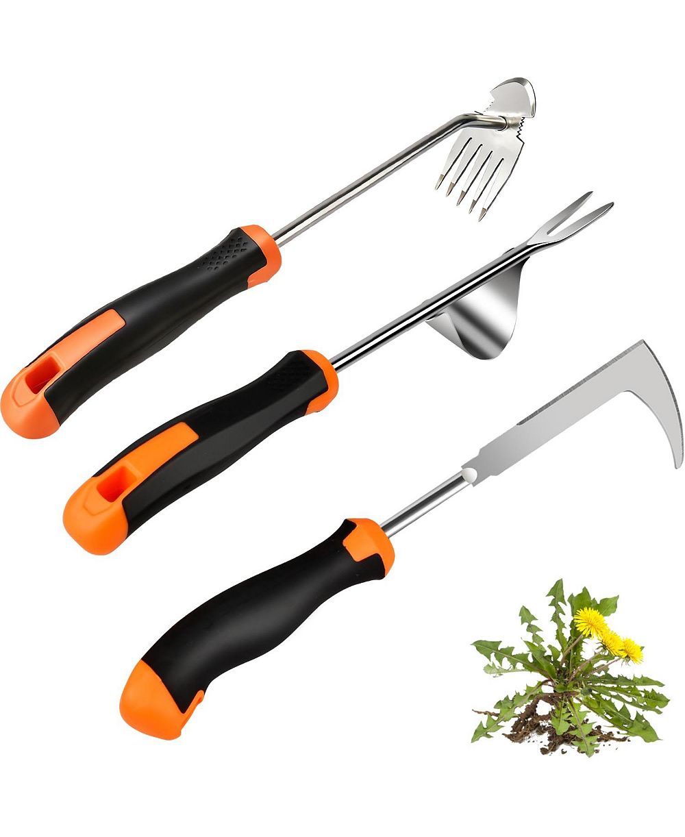 XDOVET Manual Weed Puller Tool Stainless Steel Garden Weeder Hand Remover Rubber Handle