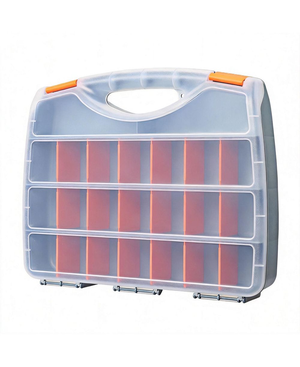 XDOVET Hardware Storage Box with handle, lid, and adjustable dividers
