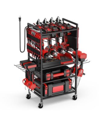 XDOVET Garlarge Tool Organizer Cart Charging Station Drill Holder Rolling