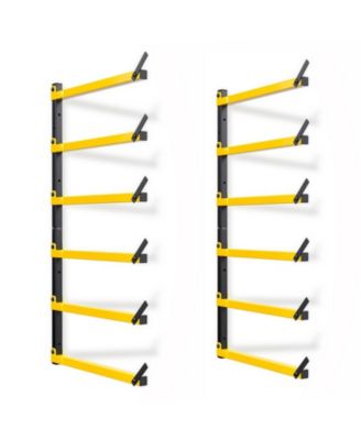 XDOVET Lumber Rack Folding Wall-Mounted Metal 6-Level Heavy Duty Garage Organizer Wood Storage Indoor Outdoor