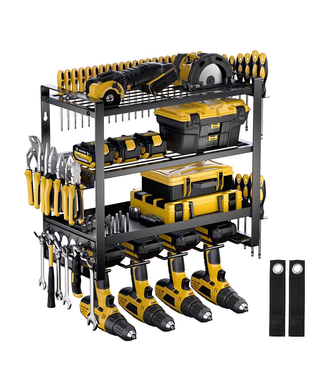 XDOVET Power Tool Organizer Wall Mount Drill Holder Metal Storage Rack Charging Station