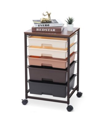 Мобильная тележка для хранения XDOVET Rolling Utility Storage Cart с деревянной столешницей