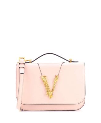 Pre-Owned Versace Small Virtus Flap Shoulder Bag Leather