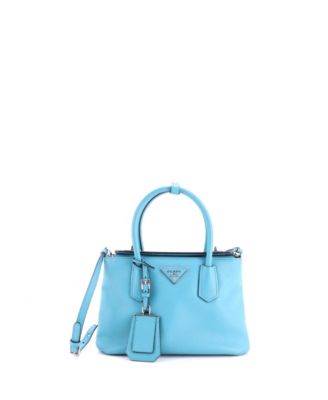 Pre-Owned Prada Mini Turnlock Cuir Twin Tote Saffiano Leather
