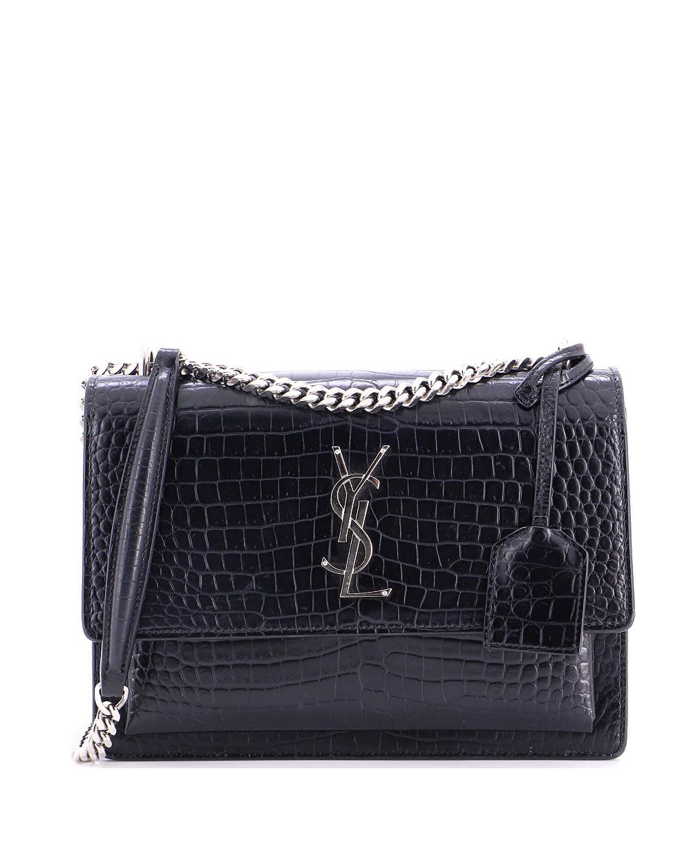 Pre-Owned Saint Laurent Medium Sunset Crossbody Bag Embossed Leather