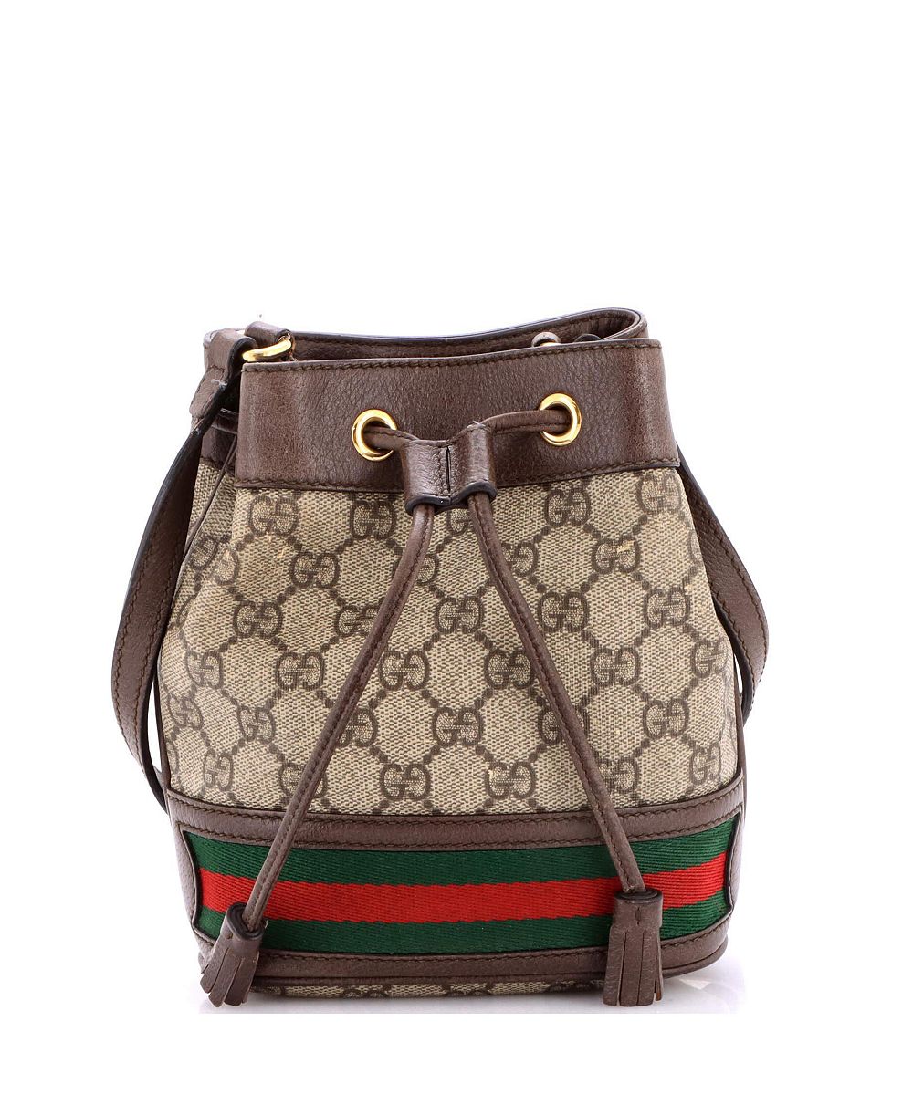 Б/у мини-сумка Gucci Mini Ophidia типа bucket из GG лакированного канваса