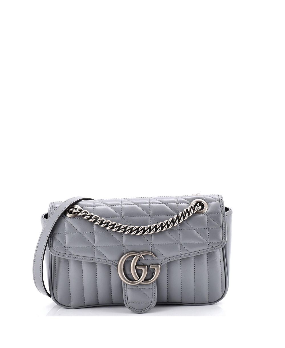 Pre-Owned Gucci Small GG Marmont Flap Bag Mixed Matelasse Leather