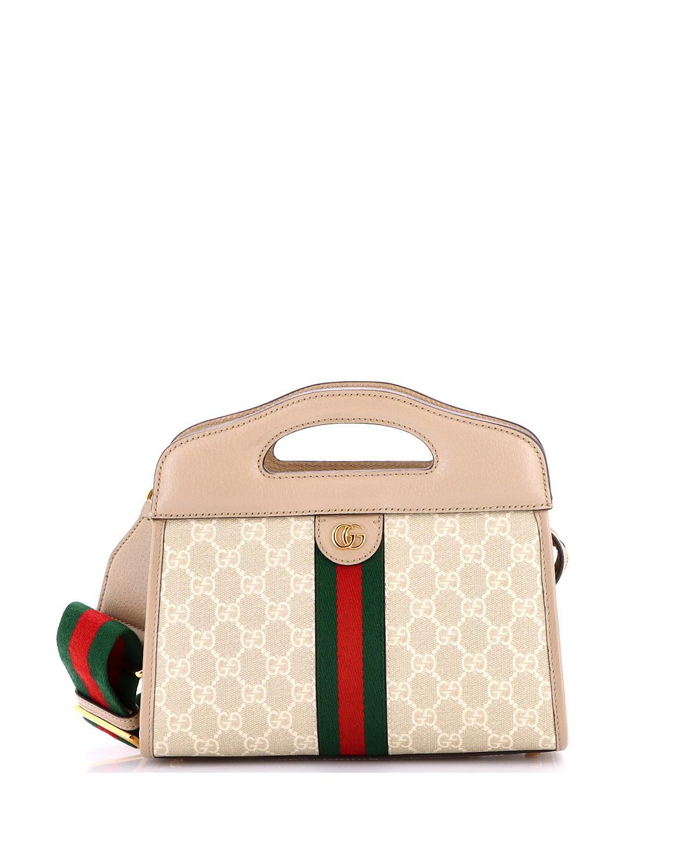 Pre-Owned Gucci Small Ophidia Cut Out Handle Bag GG Coated Canvas with Leather
