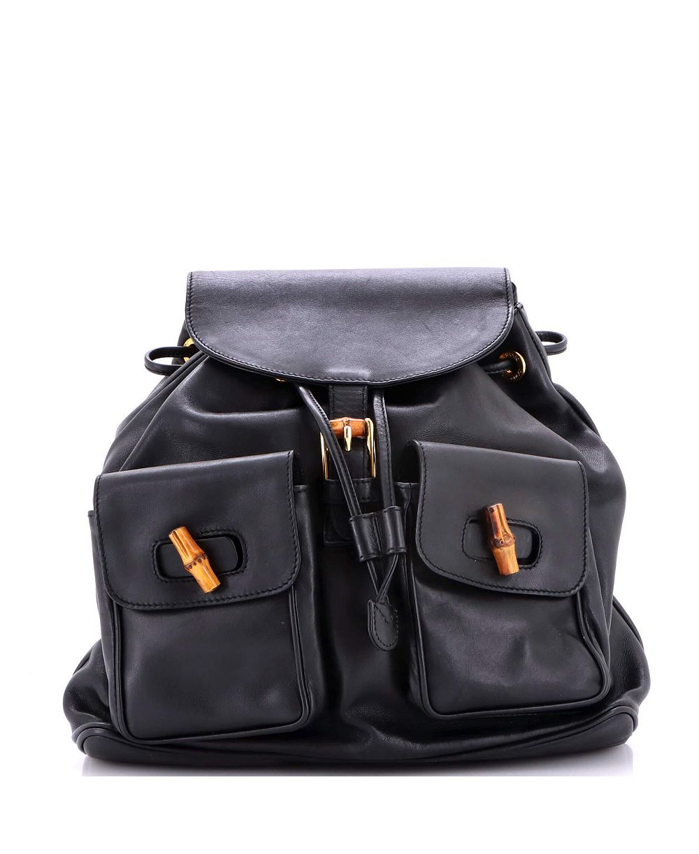 Винтажный кожаный рюкзак Gucci Bamboo, б/у, Medium