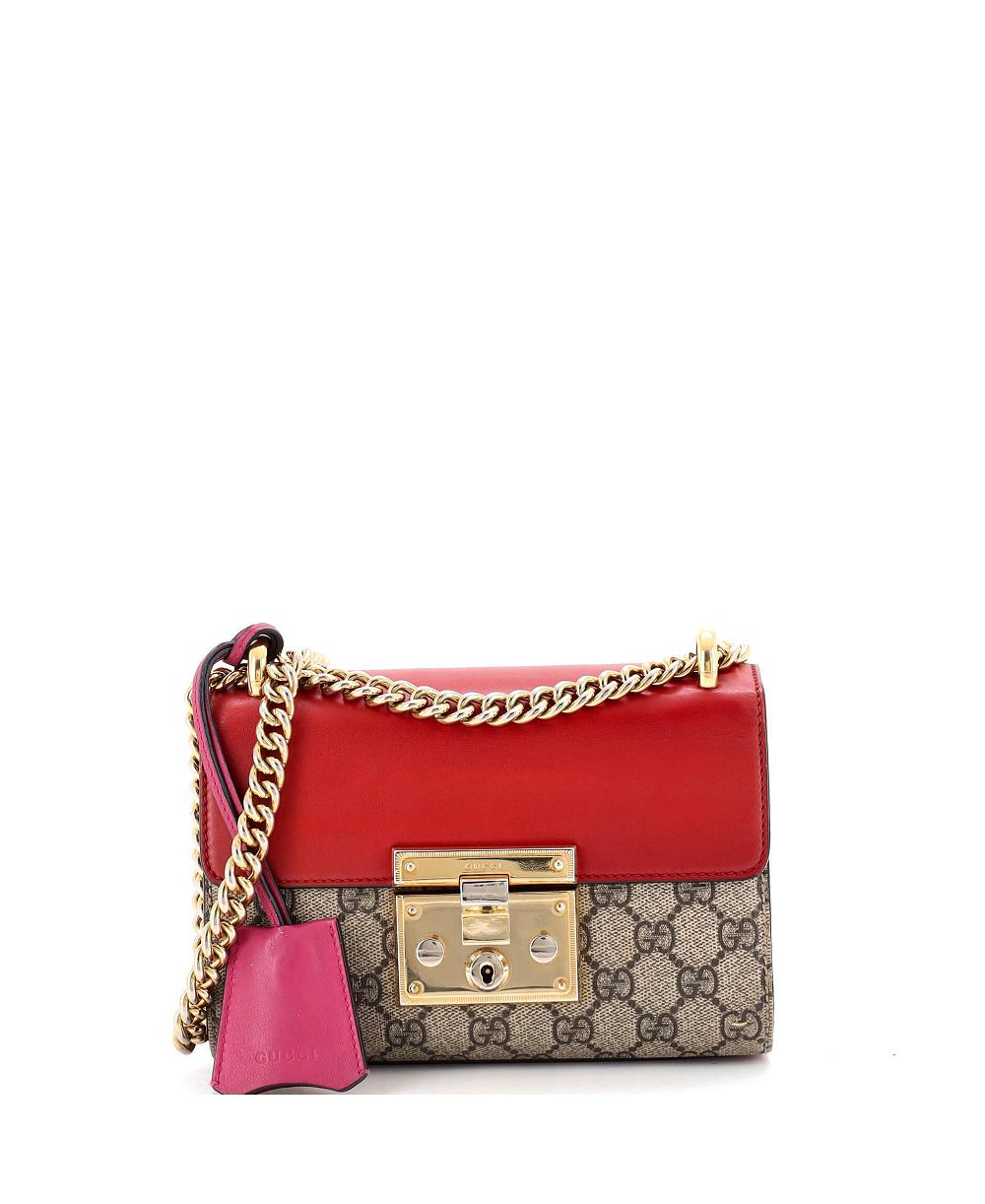 Pre-Owned Gucci Small Padlock Shoulder Bag GG Coated Canvas and Leather