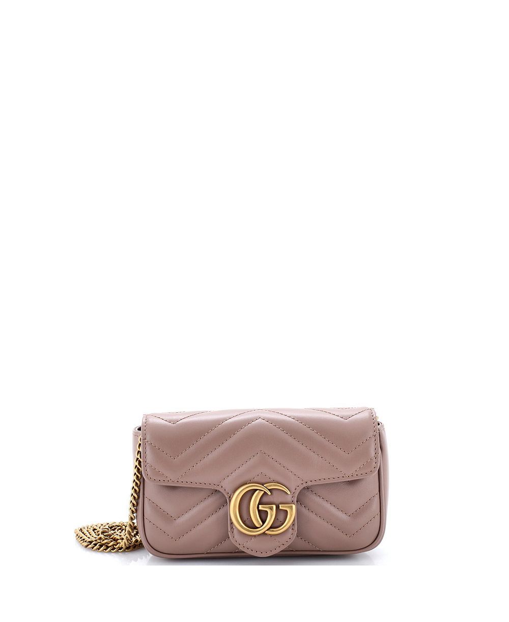 Pre-Owned Gucci Super Mini GG Marmont Flap Bag Matelasse Leather