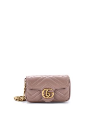 Pre-Owned Gucci Super Mini GG Marmont Flap Bag Matelasse Leather