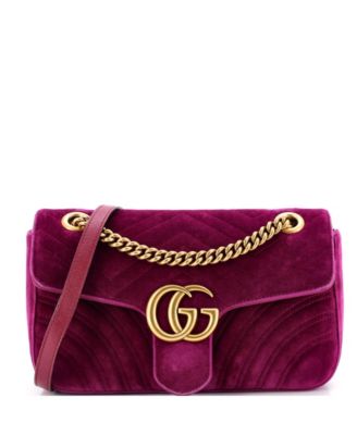 Pre-Owned Gucci Small GG Marmont Flap Bag Matelasse Velvet