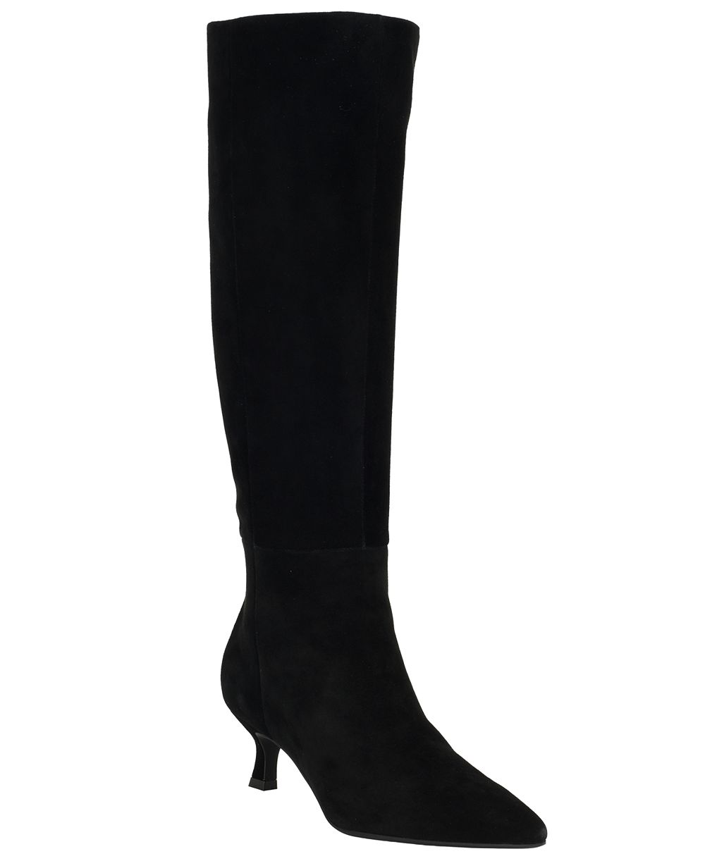 Calvin Klein Women's Akenzie Tall Suede Kitten Heel Dress Boots