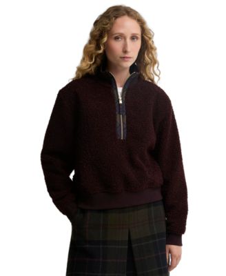 Barbour Women's Fawne Funnel Neck Quarter-Zip Fleece Sweatshirt