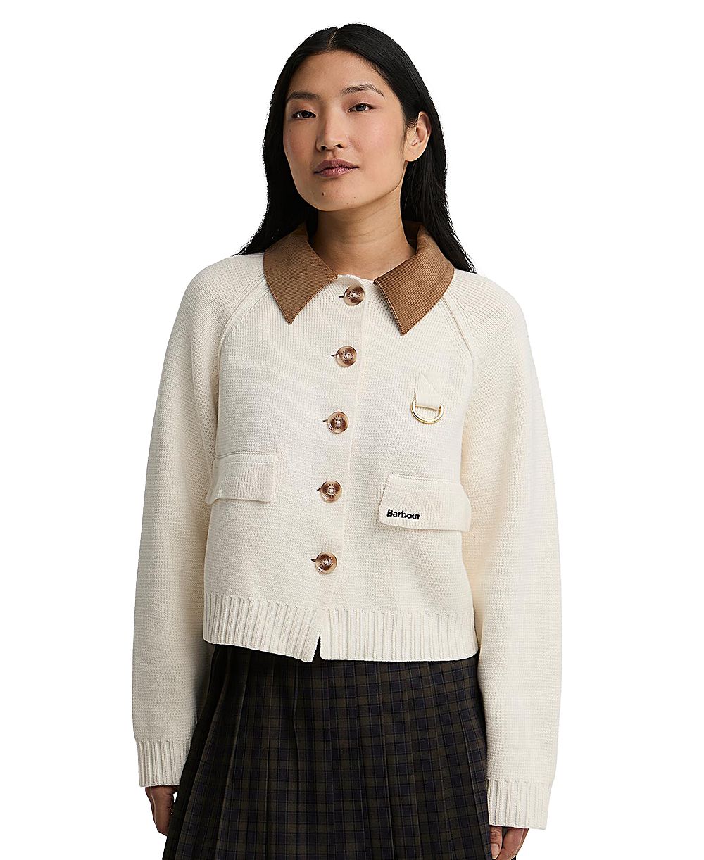 Barbour Женский укороченный кардиган Alverstone Kni с вельветовым воротником