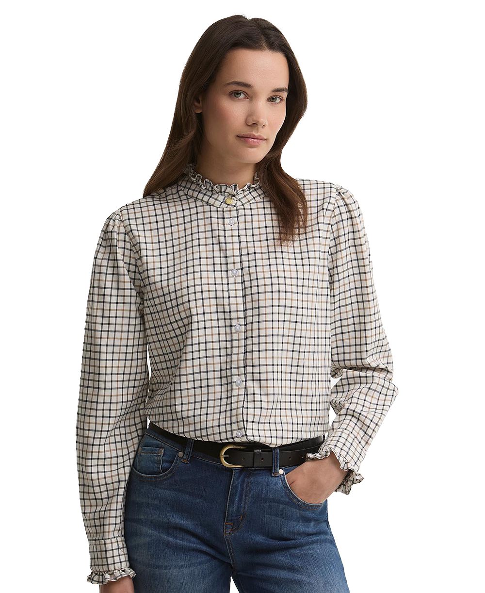Barbour Женская рубашка из смеси лиоцелла Fareham Plaid с рюшами на воротнике