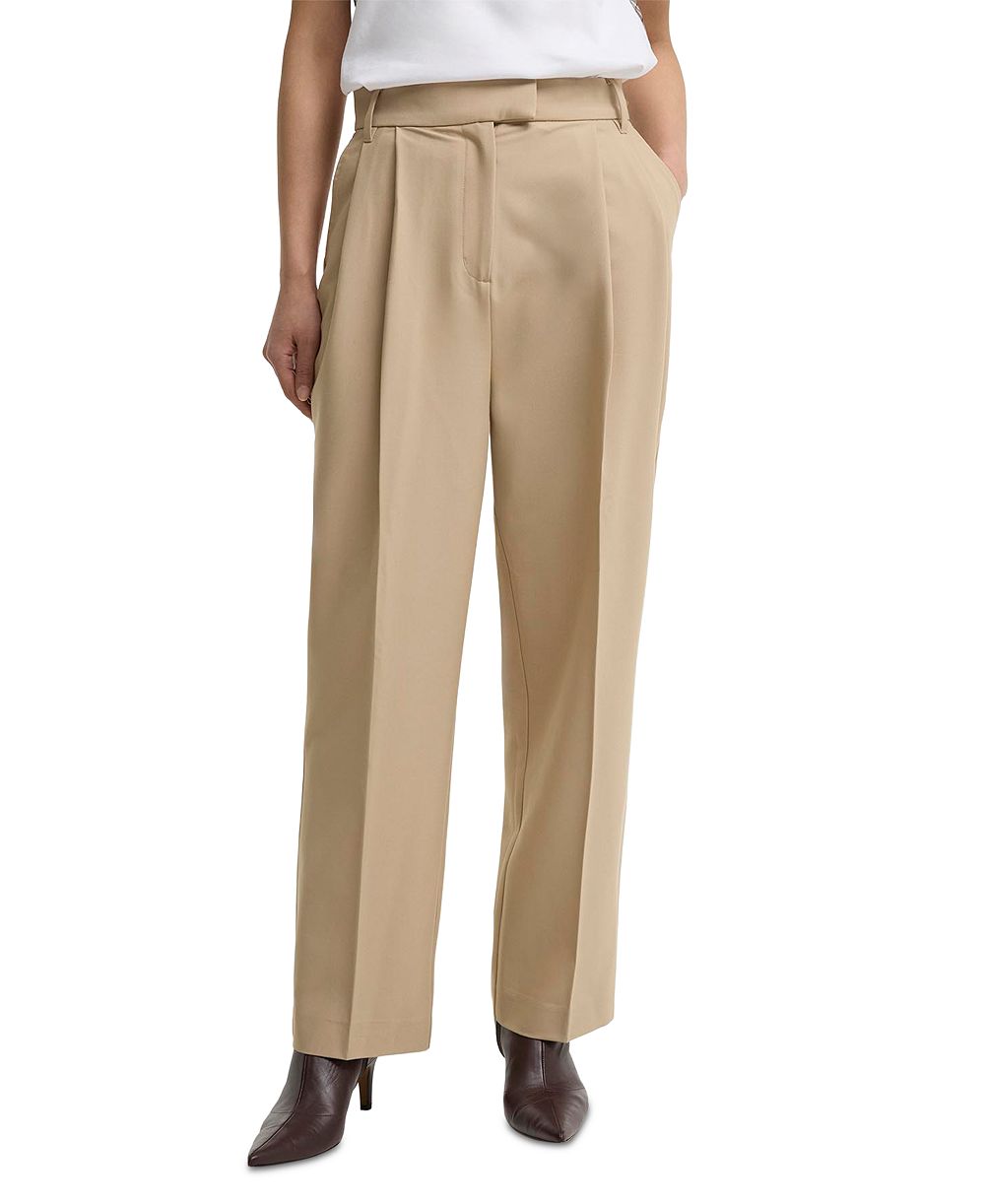 Barbour Women's Fawne High-Waisted Pleated Straight-Leg Polyester-Blend Trousers, 27-3/4" Inseam