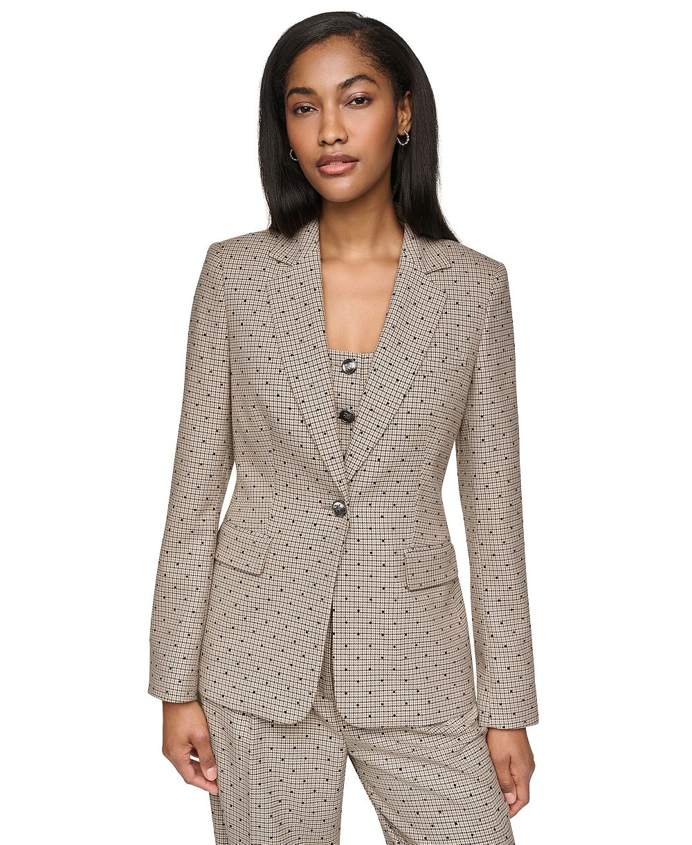 DKNY Женский блейзер с узором houndstooth, Regular & Petite