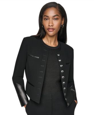 DKNY Women's Cropped Collarless Long-Sleeve Jacket