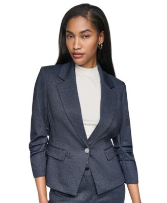 Женский блейзер с имитацией денима, короткими рукавами и сборками DKNY