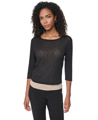 Женский трикотажный джемпер DKNY с круглым вырезом и рукавом 3/4