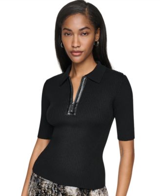 Свитер DKNY Women's Quarter-Zip Polo Short-Sleeve