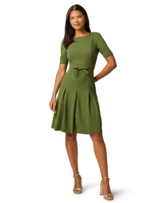 Adrianna Papell Petite Bow-Front Pleated A-Line Dress