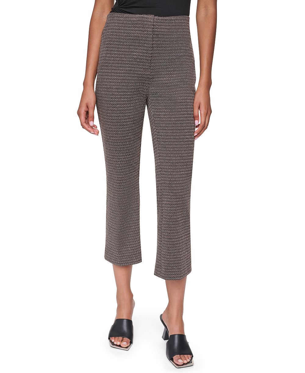 DKNY Petite Knit Diamond Jacquard Straight-Leg Pants