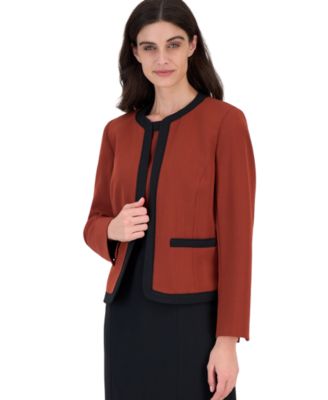 Kasper Women's Long Sleeve Stretch Crepe Framed Jacket