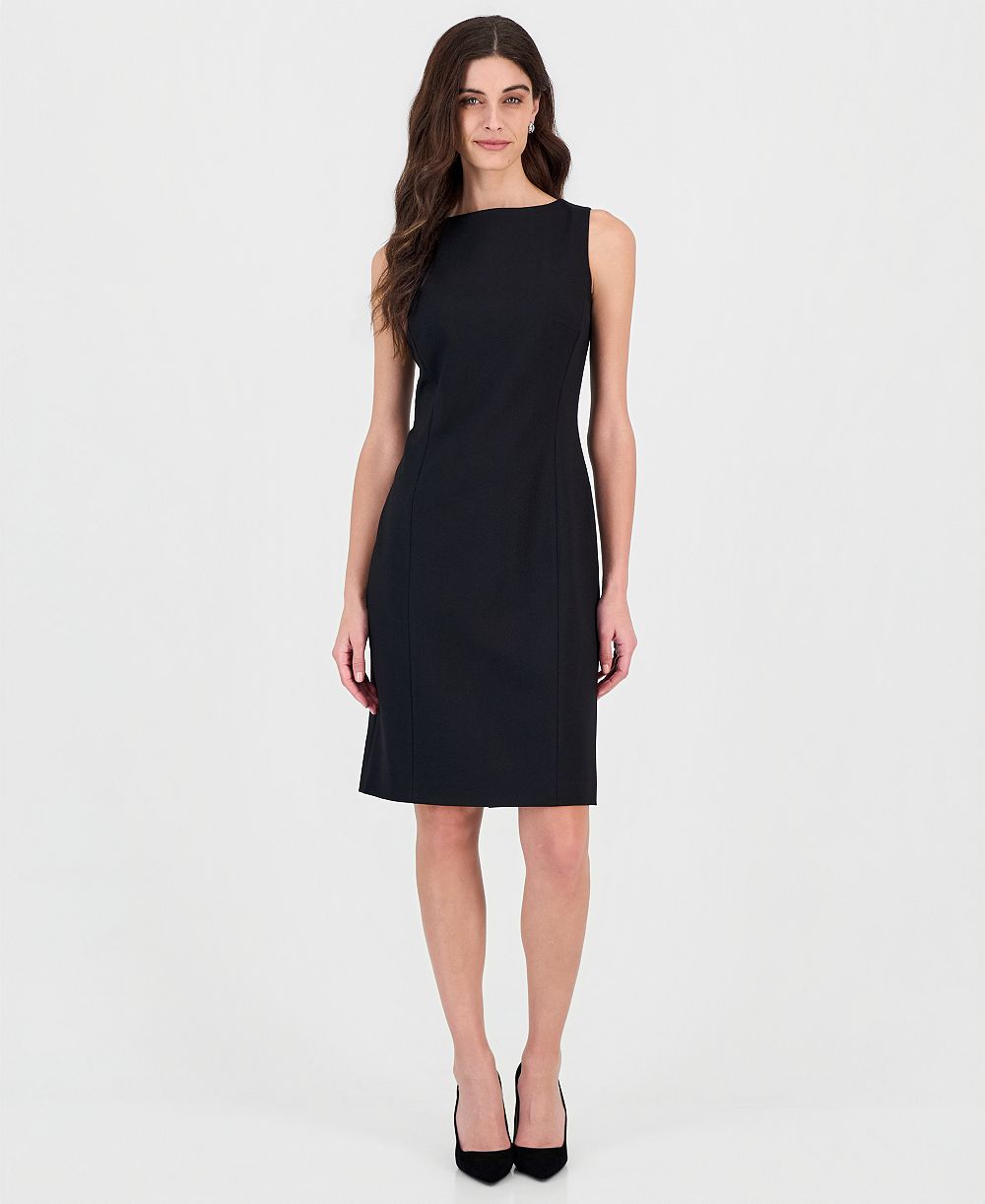 Kasper Women's Sleeveless Compression Boat Neck Sheath Dress