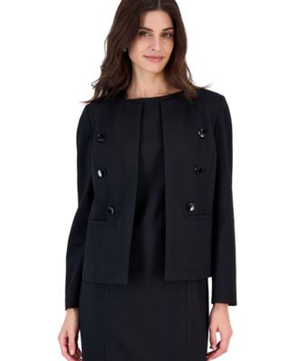 Kasper Women's Long Sleeve Compression Faux Double-Breasted Jacket