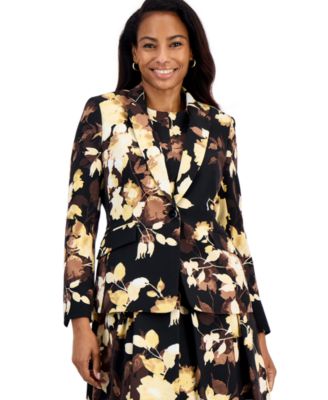 Kasper Women's Long Sleeve Printed Scuba Blazer