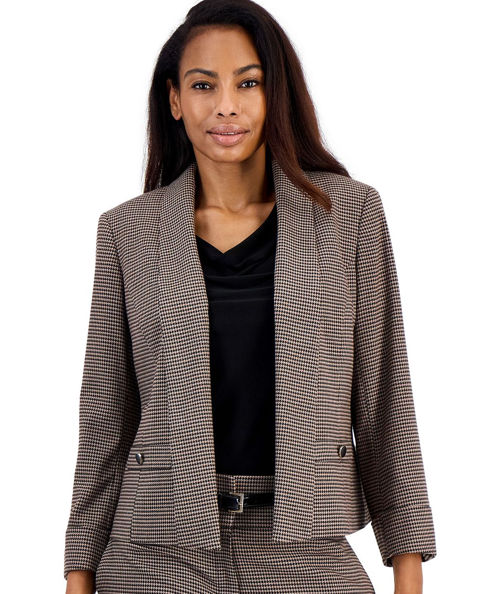 Kasper Women's Houndstooth Shawl Collar Jacket