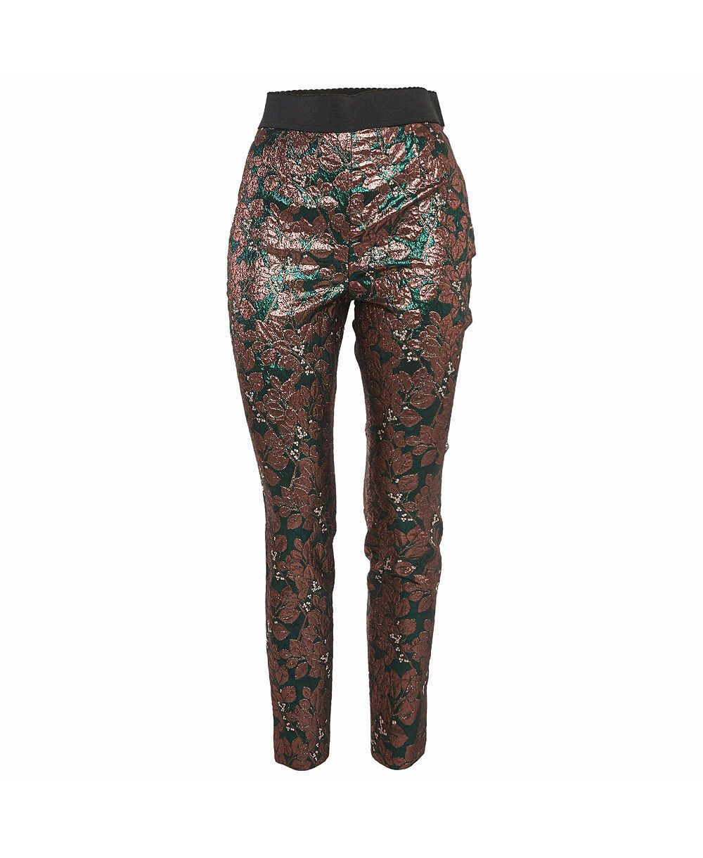 Pre-Owned Dolce & Gabbana женские брюки-клеш из металлического жаккарда