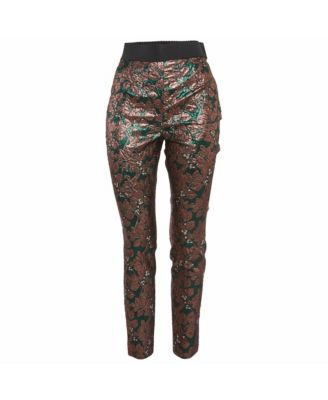 Pre-Owned Dolce & Gabbana Women's Metallic Brocade Cigarette Pants