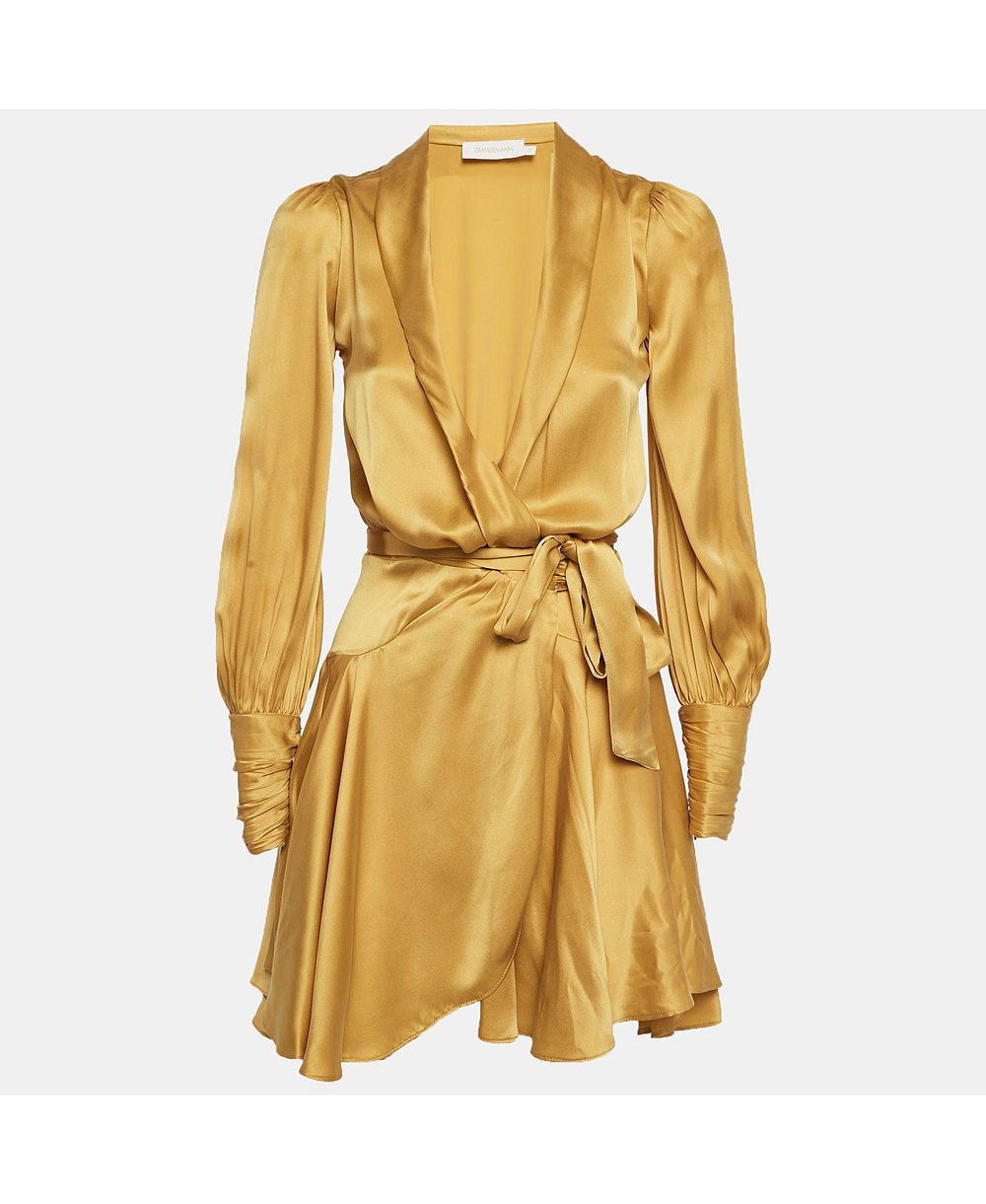 Pre-Owned Zimmermann Женское мини-платье с оборками и запахом из шелка