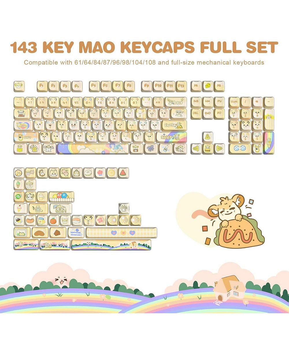 Lamicall Cute Cat Mao Profile Dye-Sub PBT Full Keycaps Set